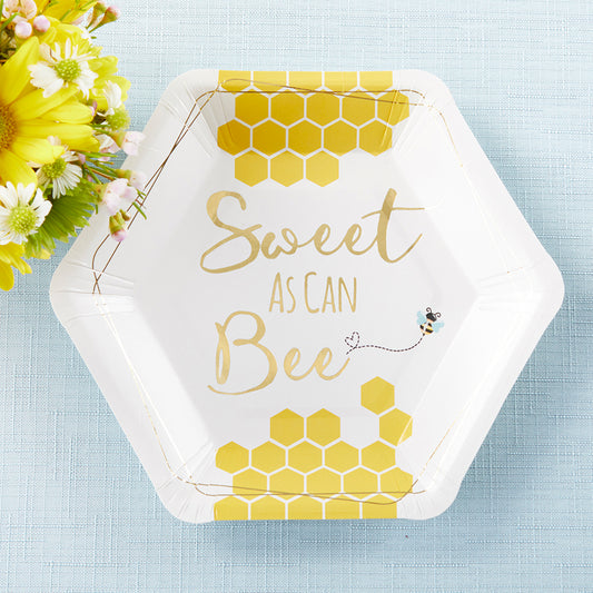 Bee Baby Shower 7" Dessert Party Plates Sweet as Can Bee