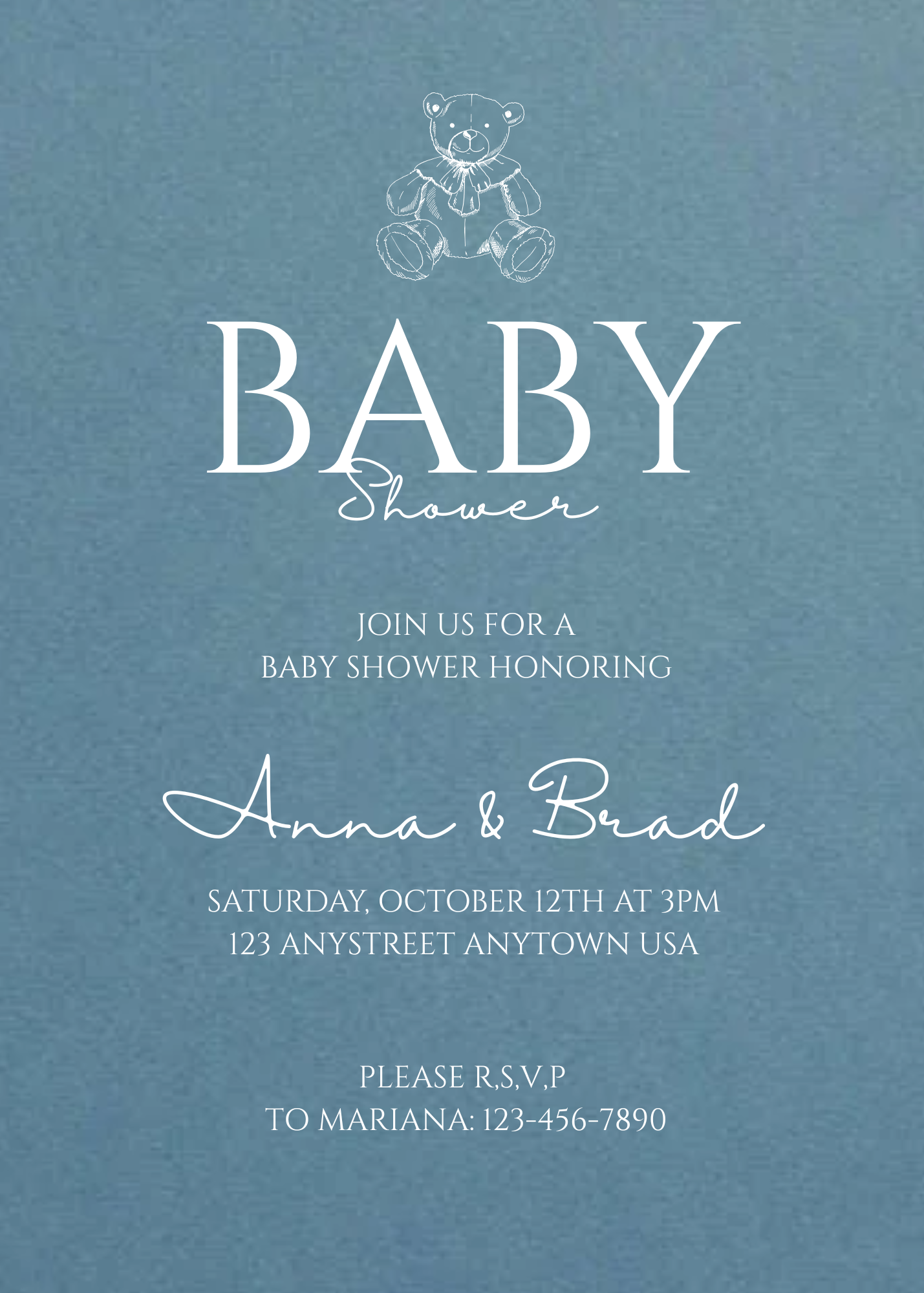 Vintage Minimalist Baby Shower Invitation (min order 10)