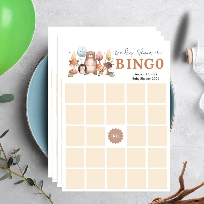 Woodland Baby Shower Bingo Baby Shower Game
