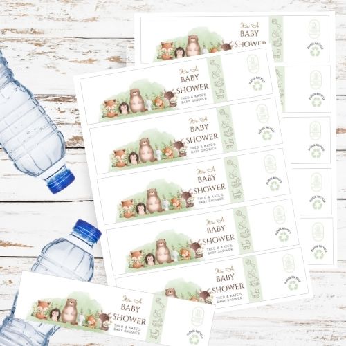 Personalized Baby Shower Water Bottle Labels – 2" x 8" Custom Party Drink Labels