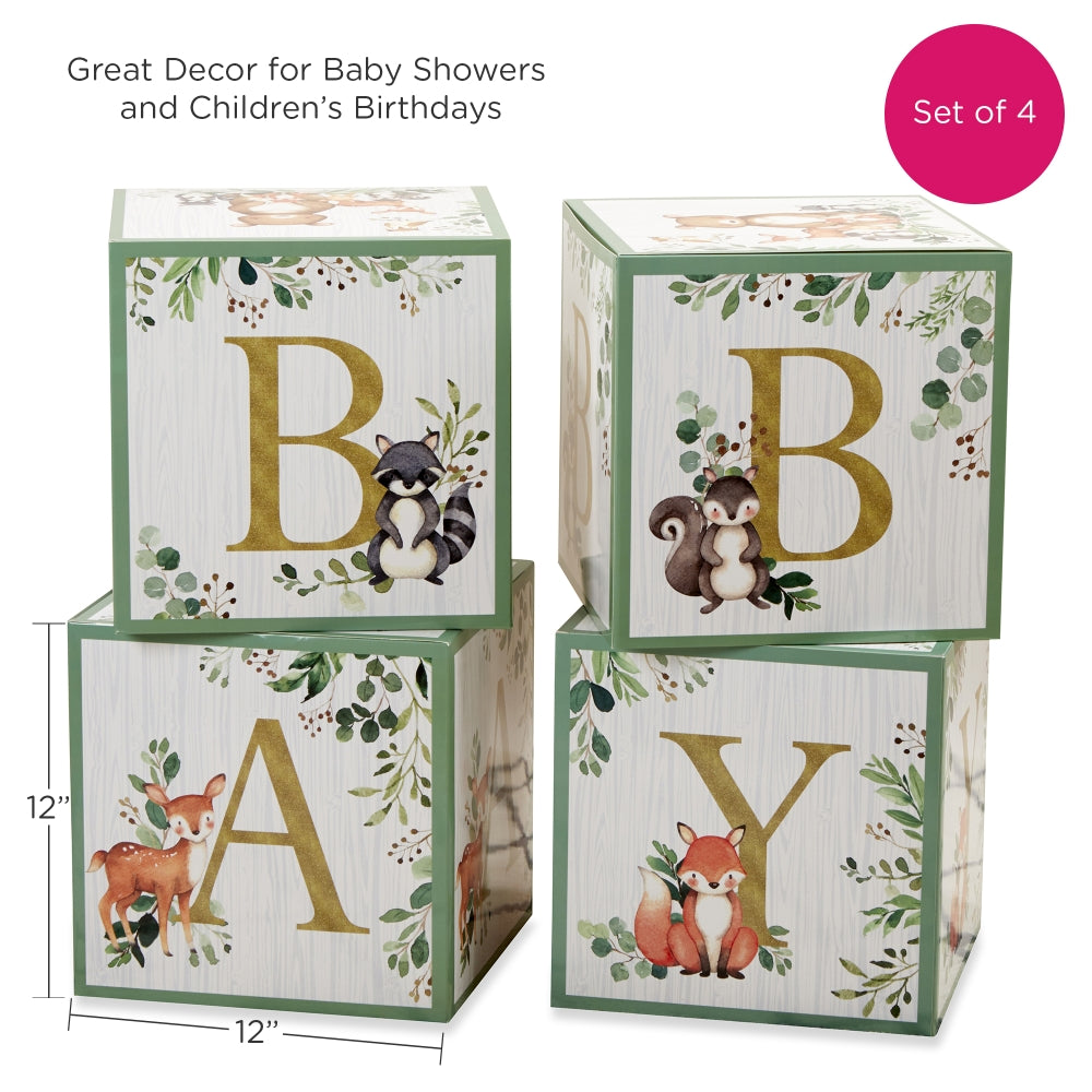 Woodland Baby Shower Block Box – 4-Piece BABY Photo Prop Tower