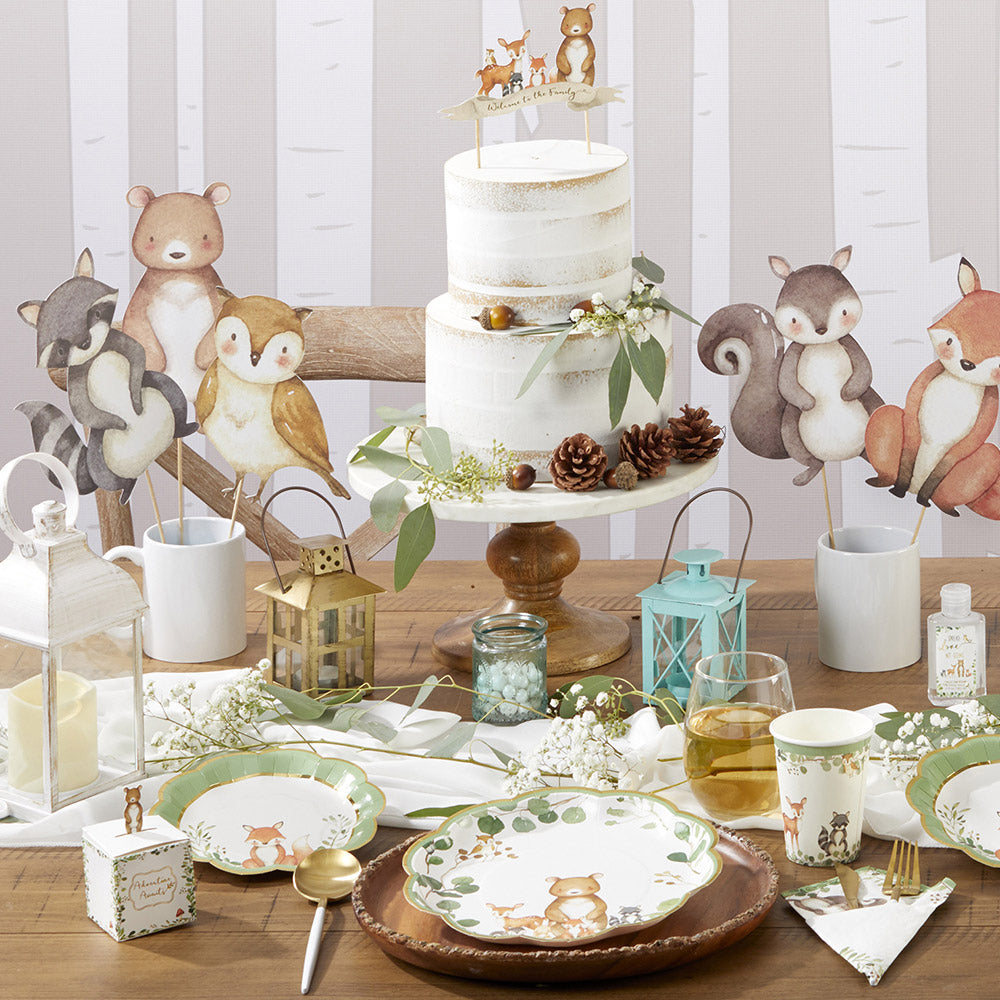 Woodland Baby Shower Tableware Set – 78 Piece Party Supplies with Plates, Cups & Napkins (Serves 16 Guests)